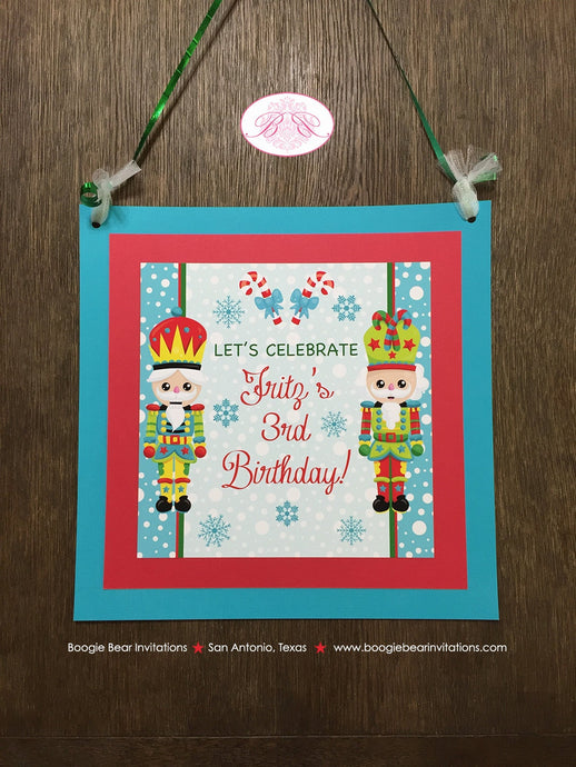 Nutcracker Birthday Party Door Banner Winter Christmas Red Green Blue Boy Girl Snowing German Play Snow Boogie Bear Invitations Fritz Theme