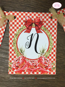 Red Gold BBQ Birthday Party Name Banner Flower Glitter Gingham Flowers Christmas Holiday 1st 21st 30th Boogie Bear Invitations Amanda Theme
