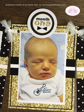 Load image into Gallery viewer, Mr. Wonderful Photo Timeline Banner 1st Onederful Birthday Bow Tie Mustache First Gold White Black ONE Boogie Bear Invitations Owen Theme