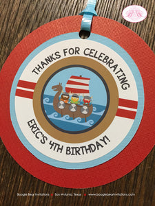 Viking Birthday Party Favor Tags Warrior Boy Girl Ocean Set Sail Ship Red Blue Swim Swimming Boat Voyage Boogie Bear Invitations Eric Theme