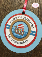 Load image into Gallery viewer, Viking Birthday Party Favor Tags Warrior Boy Girl Ocean Set Sail Ship Red Blue Swim Swimming Boat Voyage Boogie Bear Invitations Eric Theme