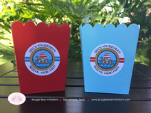 Load image into Gallery viewer, Viking Birthday Party Popcorn Boxes Mini Favor Warrior Boy Girl Red Blue Sail Ship Swim Swimming Pool Sea Boogie Bear Invitations Eric Theme
