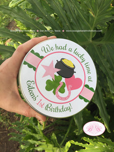 Lucky Charm Birthday Cookie Favor Tins Treat Candy Party Pink Green Gift St. Patrick's Day Shamrock Kid Boogie Bear Invitations Eileen Theme