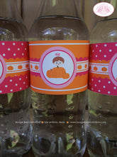 Load image into Gallery viewer, Pink Pumpkin Birthday Party Bottle Wraps Wrappers Cover Label Orange Girl Farm Barn Fall Country Autumn Boogie Bear Invitations Chloe Theme