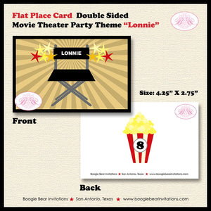 Movie Theater Birthday Favor Party Card Boy Girl Tent Place Tag Red Black Motion Picture Cinema Boogie Bear Invitations Lonnie Theme Printed