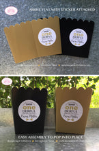Load image into Gallery viewer, Mr Wonderful Birthday Party Popcorn Boxes Mini Favor Boy Candy Buffet Food Onederful First Black Gold 1st Boogie Bear Invitations Owen Theme