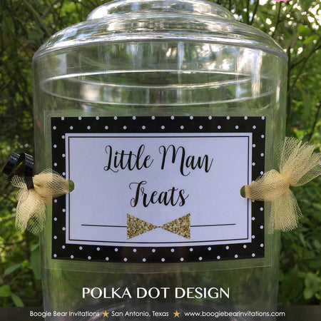 Mr Wonderful Party Beverage Card Wrap Birthday Drink Label Chalkboard Polka Dot Onederful Black Gold 1st Boogie Bear Invitations Owen Theme