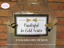 Load image into Gallery viewer, Mr Wonderful Party Beverage Card Wrap Birthday Drink Label Chalkboard Polka Dot Onederful Black Gold 1st Boogie Bear Invitations Owen Theme