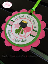 Load image into Gallery viewer, Lucky Charm Birthday Party Favor Tags St. Patrick&#39;s Day Shamrock Clover Pink Green Pot of Gold Rainbow Boogie Bear Invitations Eileen Theme