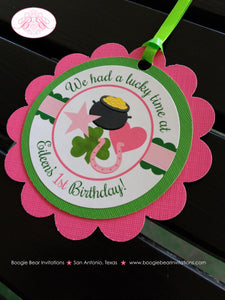 Lucky Charm Birthday Party Favor Tags St. Patrick's Day Shamrock Clover Pink Green Pot of Gold Rainbow Boogie Bear Invitations Eileen Theme