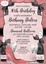 Load image into Gallery viewer, Pink Rose Gold Modern Birthday Party Invitation Champagne Bokeh Red Formal Boogie Bear Invitations Bethany Theme Paperless Printable Printed