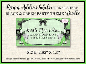 Black & Green Modern Birthday Party Invitation Lucky Fashionista Shop Chic Boogie Bear Invitations Brielle Theme Paperless Printable Printed