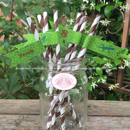 Reptile Snake Birthday Party Straws Paper Pennant Frog Lizard Boy Rain Forest Jungle Amazon Rainforest Boogie Bear Invitations Frank Theme