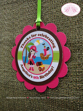 Load image into Gallery viewer, Pink Pirate Birthday Party Favor Tags Gift Bag Girl Ship Boat Island Beach Ocean Swim Swimming Pool Boogie Bear Invitations Angelica Theme