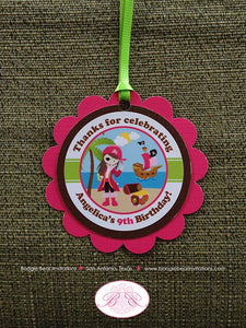 Pink Pirate Birthday Party Favor Tags Gift Bag Girl Ship Boat Island Beach Ocean Swim Swimming Pool Boogie Bear Invitations Angelica Theme