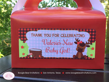 Load image into Gallery viewer, Little Moose Baby Shower Treat Boxes Birthday Party Red Forest Woodland Animal Calf Plaid Boy Girl 1st Boogie Bear Invitations Valerie Theme