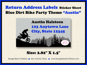 Dirt Bike Birthday Party Invitation Blue Grey Black Girl Boy Motocross Enduro Racing Race Track Boogie Bear Invitations Austin Theme Printed