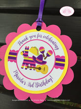 Load image into Gallery viewer, Fiesta Taco Birthday Party Favor Tags Girl Pink Yellow Purple Cinco De Mayo Pinata Carnival Maracas Boogie Bear Invitations Mariela Theme