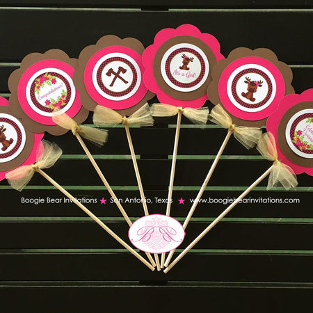 Little Moose Baby Shower Centerpiece Pink Set Forest Creatures Girl Woodland Animals Calf Plaid Flower Boogie Bear Invitations Viviana Theme
