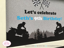 Load image into Gallery viewer, Blue ATV Birthday Party Sign Poster Black Frameable Girl Boy All Terrain Vehicle Quad 4 Wheeler Racing Boogie Bear Invitations Seth Theme