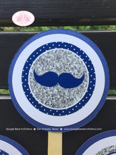 Load image into Gallery viewer, Mr. Wonderful Birthday Party Cupcake Toppers 1st ONE Onederful Little Man Bow Tie Navy Blue Silver White Boogie Bear Invitations Odin Theme