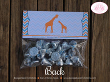 Load image into Gallery viewer, Orange Teal Giraffe Baby Shower Treat Bag Toppers Folded Favor Chevron Africa Little Boy Girl 1st Party Boogie Bear Invitations Kelly Theme
