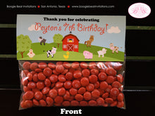 Load image into Gallery viewer, Farm Animals Birthday Party Treat Bag Toppers Folded Favor Red Barn Girl Boy Country Petting Zoo Ranch Boogie Bear Invitations Peyton Theme