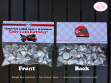 Load image into Gallery viewer, Red Motorcycle Birthday Party Treat Bag Toppers Folded Favor Black Enduro Motocross Street Bike Racing Boogie Bear Invitations Cody Theme