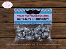 Load image into Gallery viewer, Mustache Birthday Party Treat Bag Toppers Folded Favor Red Blue Bash Chevron Boy Little Dashing Man Boogie Bear Invitations Salvador Theme