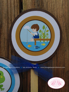 Blue Fishing Boy Birthday Party Package Hiking Turtle Swim Happy Banner Door Cupcake Toppers Favor Tag Boogie Bear Invitations Vander Theme
