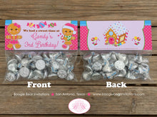 Load image into Gallery viewer, Gingerbread Birthday Party Treat Bag Toppers Folded Favor Girl Pink Winter Snowflake Christmas House Boogie Bear Invitations Candy Sue Theme