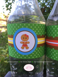 Gingerbread Birthday Party Bottle Wraps Girl Wrappers Label Cover Lollipop Snowflake Christmas Winter Boogie Bear Invitations Gretel Theme