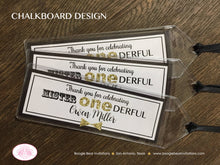 Load image into Gallery viewer, Mr Wonderful Birthday Party Bookmarks Favor Boy Chalkboard Polka Dot Mister Onederful Gift Black Gold 1st Boogie Bear Invitations Owen Theme