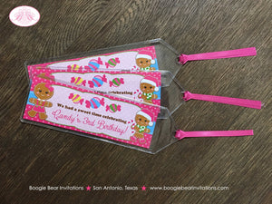 Gingerbread Birthday Party Bookmarks Favor Girl Pink Lollipop Snowflake Christmas Star House Winter Boogie Bear Invitations Candy Sue Theme