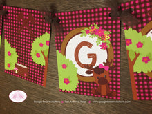Load image into Gallery viewer, Girl Moose It&#39;s a Girl Baby Shower Party Banner Welcome Pink Forest Woodland Animals Calf Plaid 1st Boogie Bear Invitations Viviana Theme