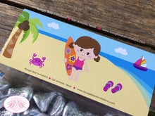 Load image into Gallery viewer, Surfer Girl Birthday Party Treat Bag Toppers Folded Favor Beach Ocean Swim Swimming Pool Surf Surfing Boogie Bear Invitations Leilani Theme