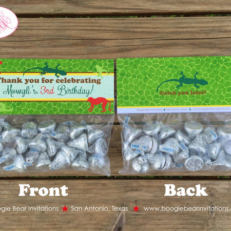 Rainforest Birthday Party Treat Bag Toppers Folded Favor Tag Girl Boy Green Rain Forest Jungle Wild Zoo Boogie Bear Invitations Mowgli Theme