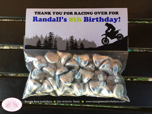 Dirt Bike Birthday Party Treat Bag Toppers Folded Favor Blue Enduro Motocross Motorcycle Racing Race Boogie Bear Invitations Randall Theme