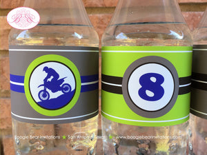 Dirt Bike Birthday Party Bottle Wraps Wrappers Cover Label Blue Enduro Motocross Race Track Motorcycle Boogie Bear Invitations Randall Theme