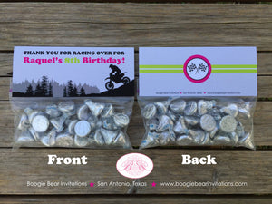 Dirt Bike Birthday Party Treat Bag Toppers Folded Favor Pink Enduro Motocross Motorcycle Racing Track Boogie Bear Invitations Raquel Theme