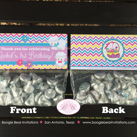 Spring Lambs Birthday Party Treat Bag Toppers Folded Favor Easter Sheep Outdoor Garden Picnic Pink Girl Boogie Bear Invitations Rachel Theme