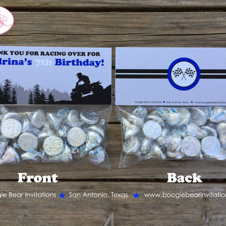 ATV Birthday Party Treat Bag Toppers Folded Favor Boy Girl Blue All Terrain Vehicle Quad 4 Wheeler Boogie Bear Invitations Audrina Theme