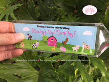 Load image into Gallery viewer, Farm Animals Birthday Party Bookmarks Favor Girl Pink Barn Country Gift Petting Zoo Horse Cow Sheep Boogie Bear Invitations Paisley Theme