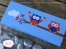 Load image into Gallery viewer, 4th of July Owls Party Treat Bag Toppers Folded Favor Birthday Fireworks Woodland Independence Day Boogie Bear Invitations Blakeley Theme