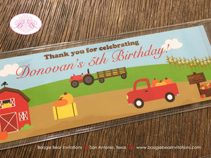 Farm Animals Birthday Party Bookmarks Favor Girl Boy Red Truck Barn Country Gift Pumpkin Fall Autumn Boogie Bear Invitations Donovan Theme