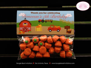 Farm Harvest Birthday Party Treat Bag Toppers Folded Favor Barn Girl Boy Country Red Truck Tractor Tag Boogie Bear Invitations Donovan Theme