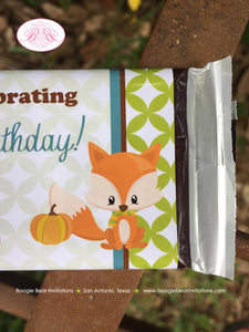 Woodland Animals Birthday Party Candy Bar Wraps Sticker Wrappers Fall Boy Girl Pumpkin Tree Thanksgiving Boogie Bear Invitations Asher Theme