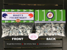 Load image into Gallery viewer, Football Birthday Party Treat Bag Toppers Folded Favor Red Blue Touchdown Foot Ball Athletic Field Game Boogie Bear Invitations Brady Theme