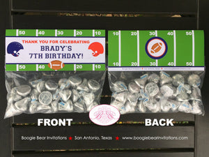 Football Birthday Party Treat Bag Toppers Folded Favor Red Blue Touchdown Foot Ball Athletic Field Game Boogie Bear Invitations Brady Theme