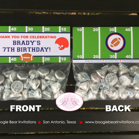 Football Birthday Party Treat Bag Toppers Folded Favor Red Blue Touchdown Foot Ball Athletic Field Game Boogie Bear Invitations Brady Theme